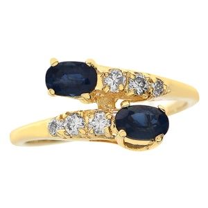 0.70 Ct Sapphire & 0.18 Ct Diamond Gold Ring